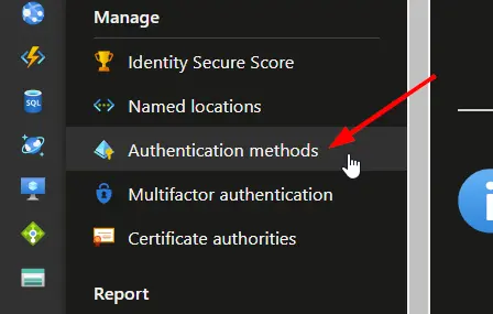 Screenshot showing authentication methods tab